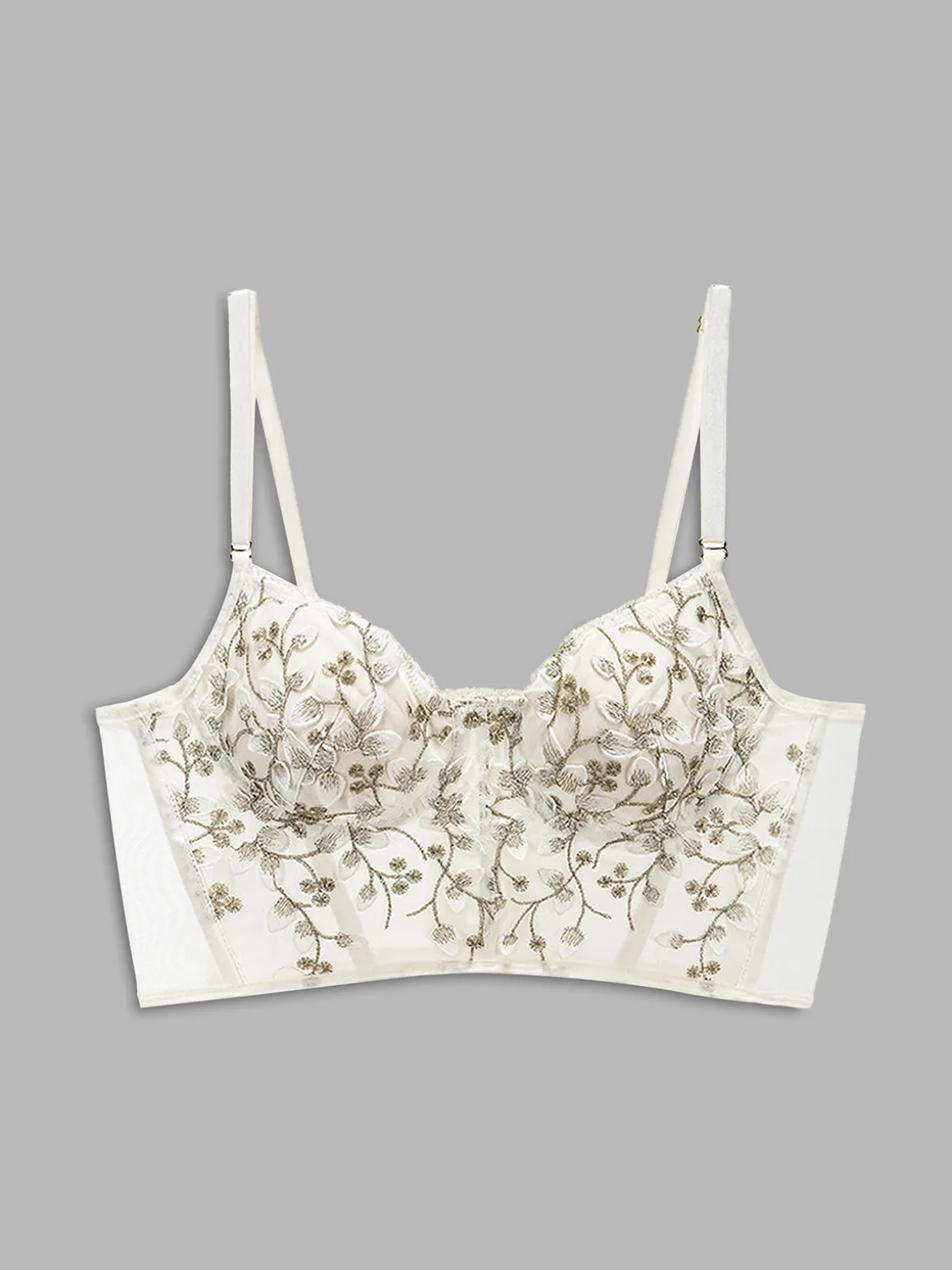 Floral Mesh Lace Crop Corset Top
