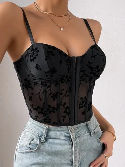 Floral Mesh Structured Corset