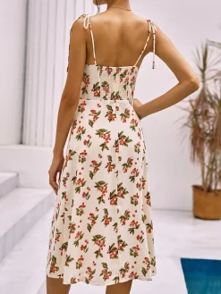 Floral Print Knotted Cami Short Dress