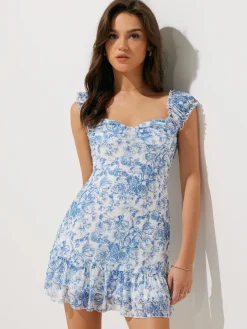 Floral Print Ruffle Short Dress