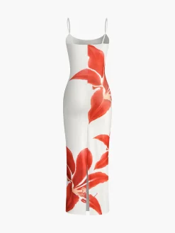 Floral Print Sleeveless Split Long Dress