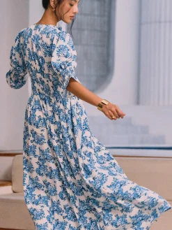 Floral Print Split Long Dress