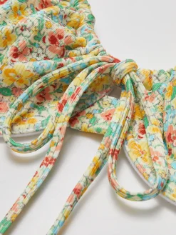 Floral Print Tie Front Bikini Set