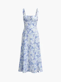 Floral Print Tie-Detail Cami Midi Dress