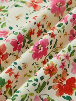 Floral Print Trim Cami Midi Dress