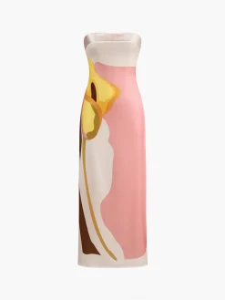 Floral Print Tube Long Dress