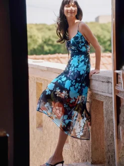 Floral Printed Backless Cami Dress