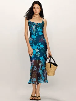 Floral Printed Backless Cami Dress