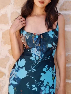 Floral Printed Backless Cami Dress