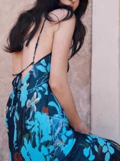 Floral Printed Backless Cami Dress