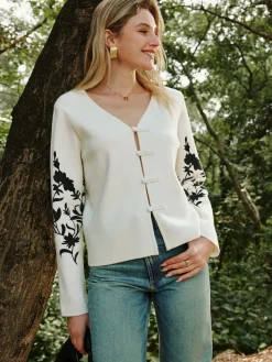 Floral Printed Knot Button Cardigan