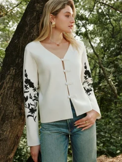 Floral Printed Knot Button Cardigan