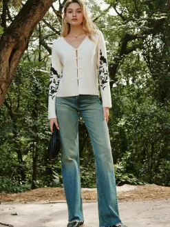Floral Printed Knot Button Cardigan