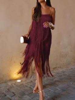 Florence Fringed Open Back Short Dress