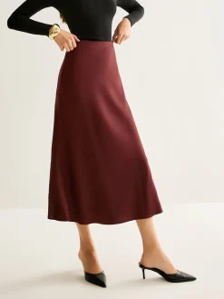 Flowy Satin Midi Skirt