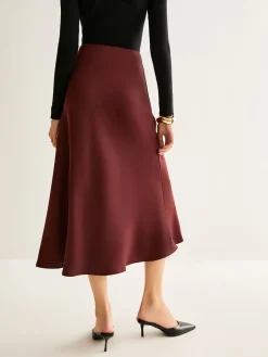 Flowy Satin Midi Skirt