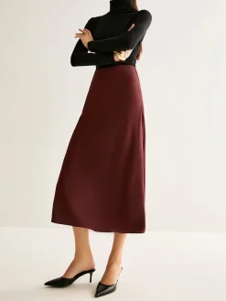 Flowy Satin Midi Skirt