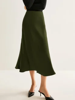 Flowy Satin Midi Skirt