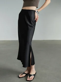 Flowy Satin Midi Skirt