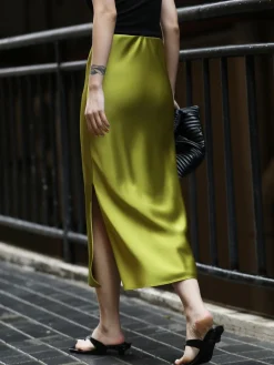 Flowy Satin Midi Skirt