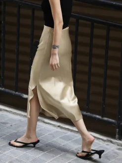 Flowy Satin Midi Skirt