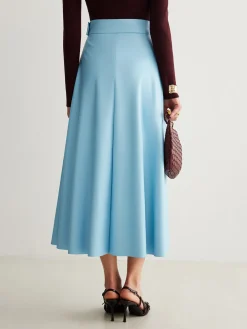 Flowy Zipper PU Leather Skirt Without Belt