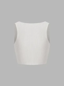 Fly Away Tied Rib Crop Tank Top
