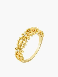 French Hollow Rhinestone Crown Ring