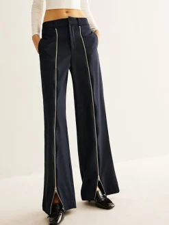 Front Zipper Straight Pants