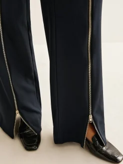 Front Zipper Straight Pants