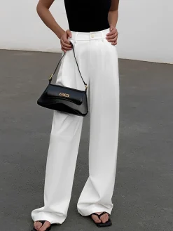 Full Length Pleated Wide Leg Dress Pants