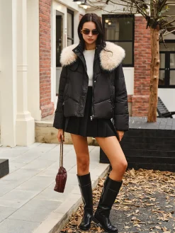Fuzzy Collar Winter Short Coat