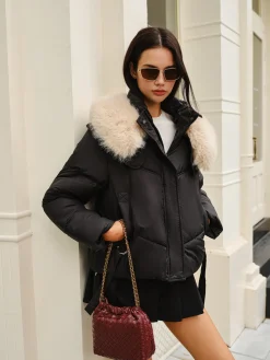 Fuzzy Collar Winter Short Coat
