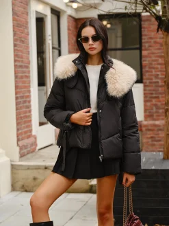 Fuzzy Collar Winter Short Coat