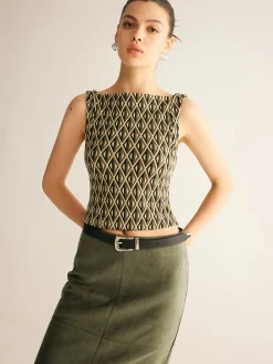 Geometric Pattern Crop Tank Top