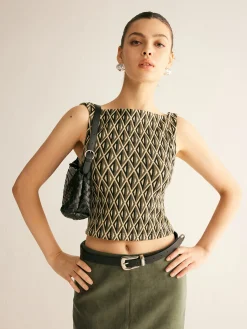 Geometric Pattern Crop Tank Top