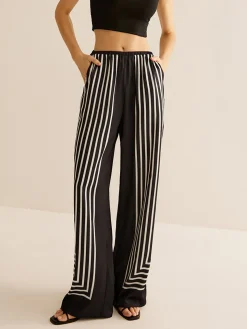 Geometric Pinstripe Satin Pants