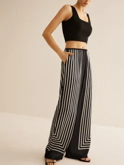 Geometric Pinstripe Satin Pants