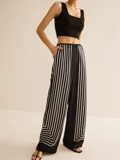 Geometric Pinstripe Satin Pants