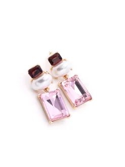 Geometric Rhinestone Drop Earrings
