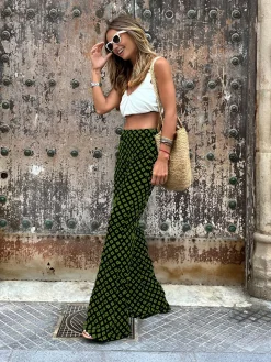 Geometrical Print Flare Pants