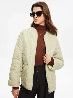 Geometric-Pattern Plain Winter Coat