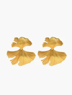 Ginkgo Leaf Ripple Earrings