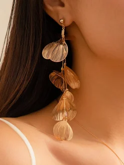Ginkgo Leaves Long Dangle Earrings