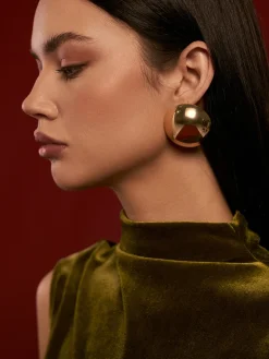 Glossy Half-Ball Stud Earrings