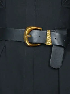 Gold Buckle Faux Leather Belt