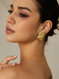 Gold Square Earrings