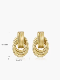 Gold Tone Multi Ring Drop Earrings