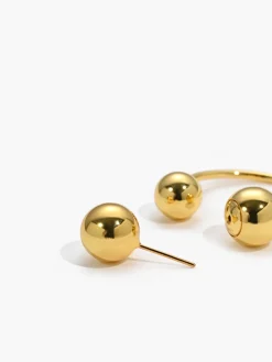 Golden Ball Stud Hoop Earrings