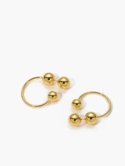 Golden Ball Stud Hoop Earrings